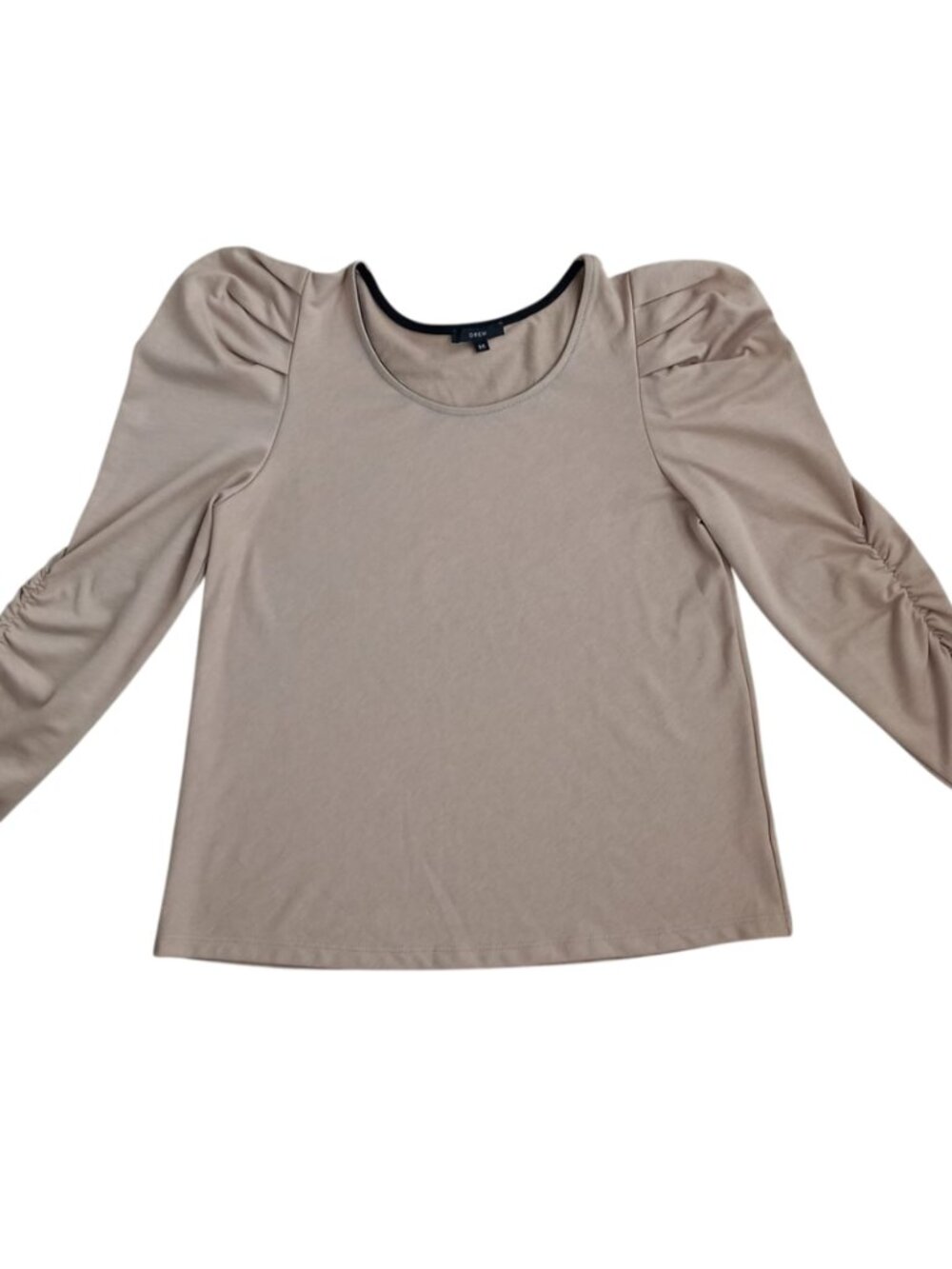 Drew Beige Puff Sleeve Top Women’s Size M - Long Sleeve Stretch Blouse